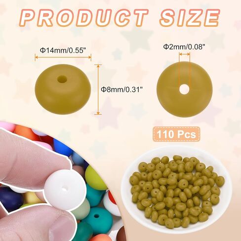 HARFINGTON 110Pcs Silicone Beads 14mm Lentil Rubber Focal Beads Bulk for Pens Keychain Bracelet Necklace DIY Crafts Making, Cold Blue in Saudi Arabia