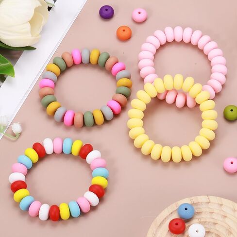 HARFINGTON 110Pcs Silicone Beads 14mm Lentil Rubber Focal Beads Bulk for Pens Keychain Bracelet Necklace DIY Crafts Making, Cold Blue in Saudi Arabia