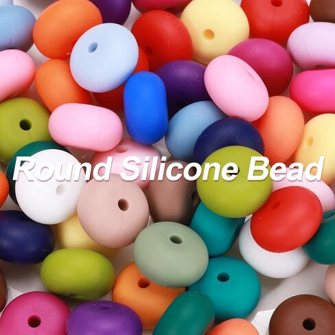 HARFINGTON 110Pcs Silicone Beads 14mm Lentil Rubber Focal Beads Bulk for Pens Keychain Bracelet Necklace DIY Crafts Making, Cold Blue in Saudi Arabia