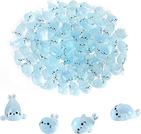 100pcs Mini Resin Seal, Luminous Tiny Sea Creatures Little Cute Small Resin Ocean Ornaments Miniature Sea Animals Mini Seals for Decoration in Saudi Arabia