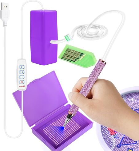 Electric Diamond Painting Pen, Diamond Art Pen, Wax-Free Vacuum Diamond Painting Pen, 3 Adjustable Suction Levels Diamond Art Pens Tools (Purple) in Saudi Arabia