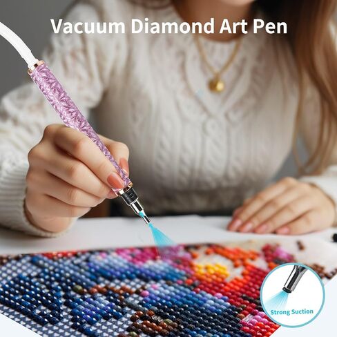 Electric Diamond Painting Pen, Diamond Art Pen, Wax-Free Vacuum Diamond Painting Pen, 3 Adjustable Suction Levels Diamond Art Pens Tools (Purple) in Saudi Arabia