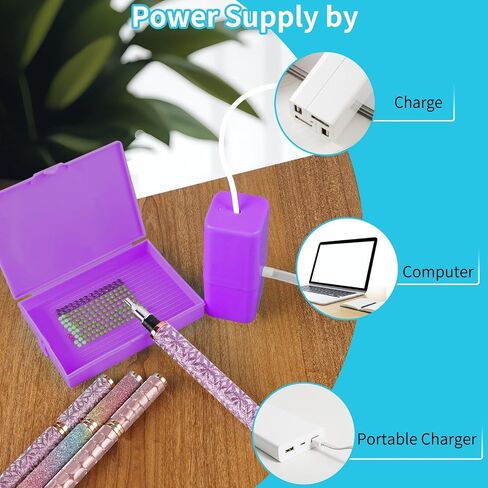 Electric Diamond Painting Pen, Diamond Art Pen, Wax-Free Vacuum Diamond Painting Pen, 3 Adjustable Suction Levels Diamond Art Pens Tools (Purple) in Saudi Arabia