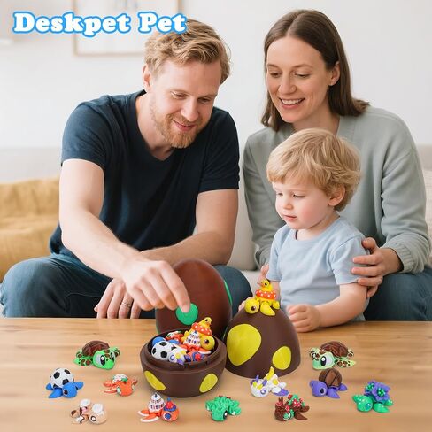 Mini 3D Printed Turtle Animals Toys with Dragon Egg, Small Animal Figures, Flexible Articulated Fidget Toy Adults, Pocket Pets Bulk, Desktop Home Decor, Easter Basket Stuffers (Sea Turtle) in Kuwait