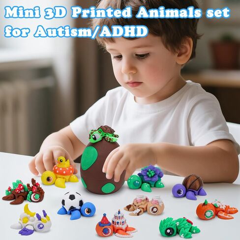 Mini 3D Printed Turtle Animals Toys with Dragon Egg, Small Animal Figures, Flexible Articulated Fidget Toy Adults, Pocket Pets Bulk, Desktop Home Decor, Easter Basket Stuffers (Sea Turtle) in Kuwait