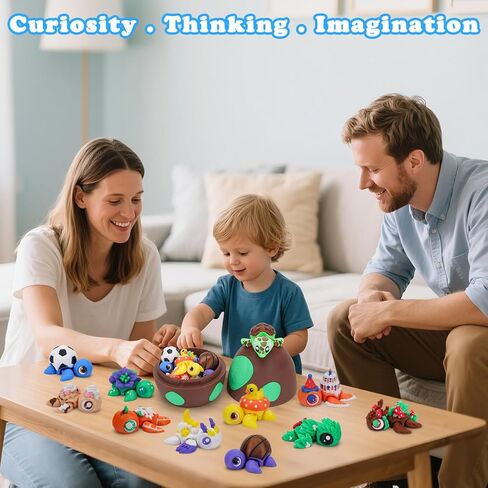 Mini 3D Printed Turtle Animals Toys with Dragon Egg, Small Animal Figures, Flexible Articulated Fidget Toy Adults, Pocket Pets Bulk, Desktop Home Decor, Easter Basket Stuffers (Sea Turtle) in Kuwait