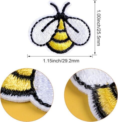 20Pcs Cute Bee Embroidered Patches, Bee Buttons for DIY Sewing Applique Patch Fabric Tiny Iron On Embroidered Patches Decoration for Backpack, Hats, Clothing, Jackets, Jeans Emblem Accessory in Saudi Arabia