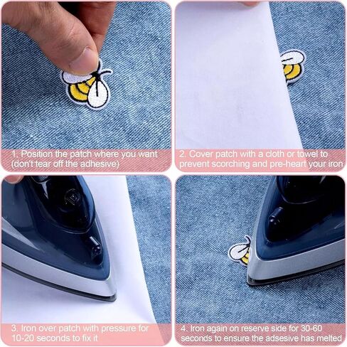 20Pcs Cute Bee Embroidered Patches, Bee Buttons for DIY Sewing Applique Patch Fabric Tiny Iron On Embroidered Patches Decoration for Backpack, Hats, Clothing, Jackets, Jeans Emblem Accessory in Saudi Arabia