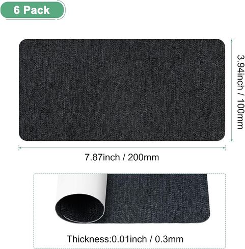 6-Pack Polyester Repair Patches, 7.9 x 3.9 Self-Adhesive Fabric Repair Patches Waterproof Lightweight for Clothes/Sofas/Tents/Bags/Car Seats [Denim Navy Blue] in Saudi Arabia