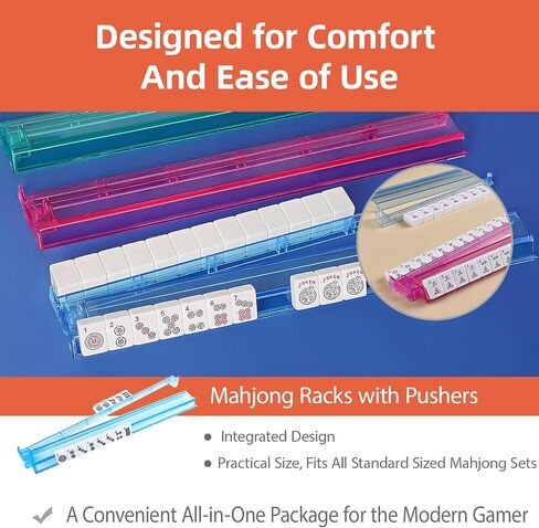 Mahjong All-in-One Tile Rack & Pusher و Clear Acrylic Mahjong Rack و Combo Combo ، مجموعة Majiang Tile Modern American Majiang من 4 (واضح) in Kuwait