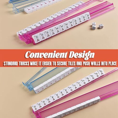 Mahjong All-in-One Tile Rack & Pusher و Clear Acrylic Mahjong Rack و Combo Combo ، مجموعة Majiang Tile Modern American Majiang من 4 (واضح) in Kuwait