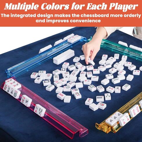 Mahjong All-in-One Tile Rack & Pusher و Clear Acrylic Mahjong Rack و Combo Combo ، مجموعة Majiang Tile Modern American Majiang من 4 (واضح) in Kuwait