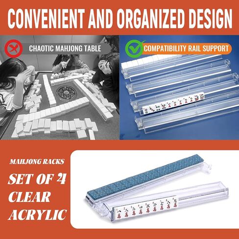 Mahjong All-in-One Tile Rack & Pusher و Clear Acrylic Mahjong Rack و Combo Combo ، مجموعة Majiang Tile Modern American Majiang من 4 (واضح) in Kuwait