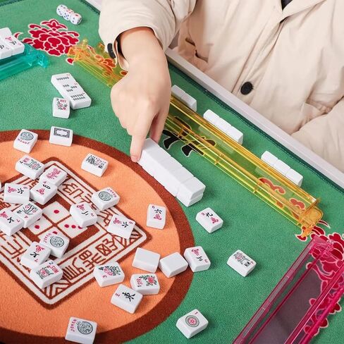 Mahjong All-in-One Tile Rack & Pusher و Clear Acrylic Mahjong Rack و Combo Combo ، مجموعة Majiang Tile Modern American Majiang من 4 (واضح) in Kuwait