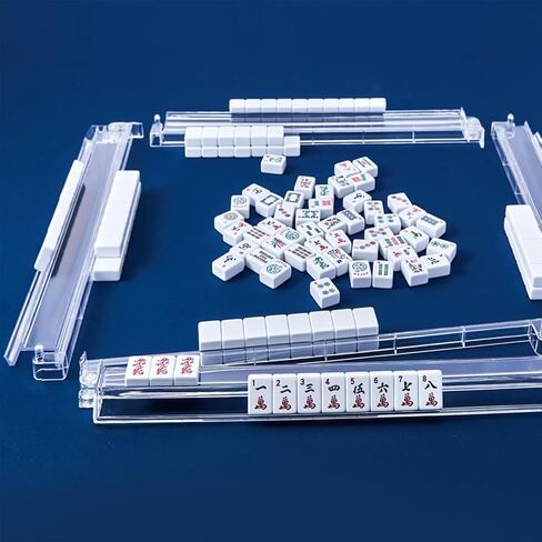 Mahjong All-in-One Tile Rack & Pusher و Clear Acrylic Mahjong Rack و Combo Combo ، مجموعة Majiang Tile Modern American Majiang من 4 (واضح) in Kuwait