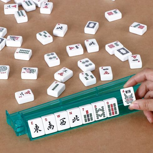 SmartXChoices 166 Tiles Mah Jongg Set American Mahjong 4 Color Pustrals/Racks Mahjongg Game with Soft Velor Bag ، Western Mahjongg Tiles in Kuwait