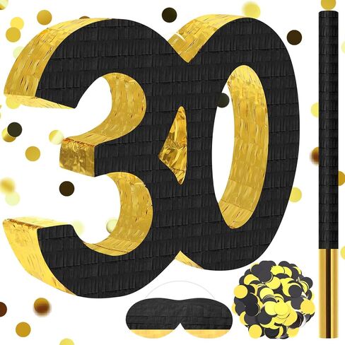 4 أجهزة كمبيوتر 16 بوصة الذهب الرقائق الأسود رقم 30 Piñata مجموعة لزخارف حفلة عيد ميلاد 30 مع عصا عصا عظمى نعلم للبالغين 30th الذكرى الذكرى السنوية مستلزمات الزخرفة in Saudi Arabia