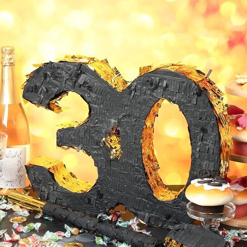 4 أجهزة كمبيوتر 16 بوصة الذهب الرقائق الأسود رقم 30 Piñata مجموعة لزخارف حفلة عيد ميلاد 30 مع عصا عصا عظمى نعلم للبالغين 30th الذكرى الذكرى السنوية مستلزمات الزخرفة in Saudi Arabia