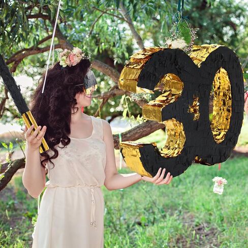 4 أجهزة كمبيوتر 16 بوصة الذهب الرقائق الأسود رقم 30 Piñata مجموعة لزخارف حفلة عيد ميلاد 30 مع عصا عصا عظمى نعلم للبالغين 30th الذكرى الذكرى السنوية مستلزمات الزخرفة in Saudi Arabia
