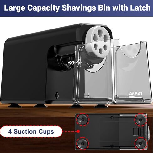 AFMAT 6-Hole Electric Pencil Sharpener Heavy Duty, Auto Stop Classroom Pencil Sharpener for 6-11mm Pencils, Rechargeable Pencil Sharpeners for School, 10000 Sharpening Times, Save Pencils, Black in Saudi Arabia