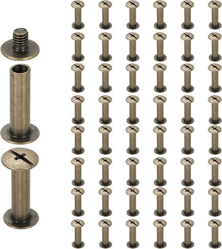 HARFINGTON 50set Chicago Screw M5 x 5mm 7mm Length Metal Phillips Nail Rivet Stud Screw Bolts Rivets Binding Post Screw for DIY Leather Belt Bag Craft Bookbinding, Black in Saudi Arabia