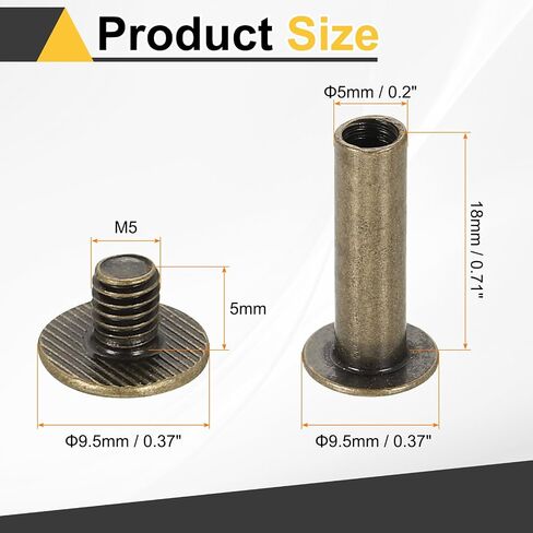 HARFINGTON 50set Chicago Screw M5 x 5mm 7mm Length Metal Phillips Nail Rivet Stud Screw Bolts Rivets Binding Post Screw for DIY Leather Belt Bag Craft Bookbinding, Black in Saudi Arabia
