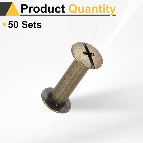 HARFINGTON 50set Chicago Screw M5 x 5mm 7mm Length Metal Phillips Nail Rivet Stud Screw Bolts Rivets Binding Post Screw for DIY Leather Belt Bag Craft Bookbinding, Black in Saudi Arabia