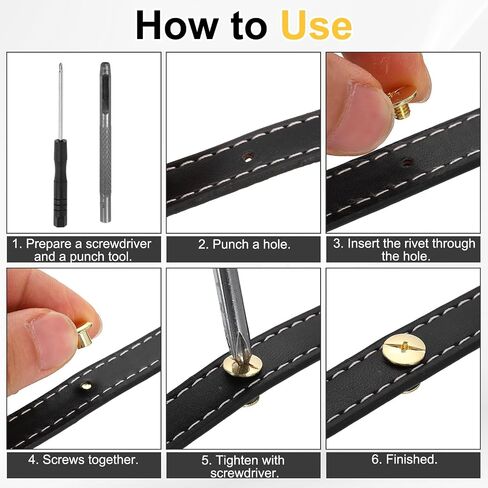 HARFINGTON 50set Chicago Screw M5 x 5mm 7mm Length Metal Phillips Nail Rivet Stud Screw Bolts Rivets Binding Post Screw for DIY Leather Belt Bag Craft Bookbinding, Black in Saudi Arabia