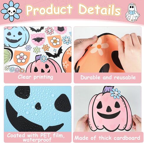 Halloween Bulletin Board Decorations Boho Halloween Ghost Pumpkin Spider Bat Paper Cutouts Supplies Groovy Spooky Season Classroom Decors for Holiday School Home Class Chalkboard Wall Decor in Saudi Arabia