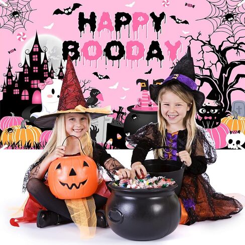 Avezano عيد ميلاد عيد ميلاد خلفية وردي Happy Boo Banner للفتيات اللطيف شبح بوو عيد ميلاد سعيد ديكورات طاولة كعكة 70.8x43.3inch in Saudi Arabia