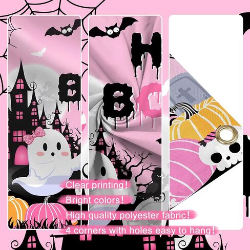Avezano عيد ميلاد عيد ميلاد خلفية وردي Happy Boo Banner للفتيات اللطيف شبح بوو عيد ميلاد سعيد ديكورات طاولة كعكة 70.8x43.3inch in Saudi Arabia