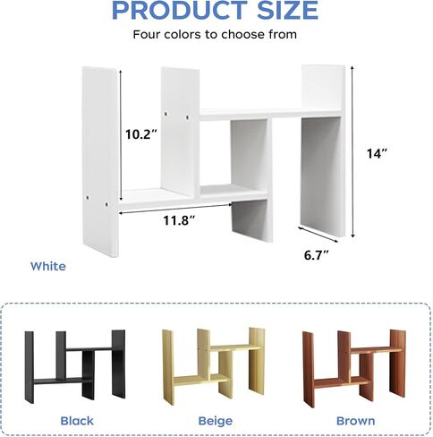 White Desk Organizer Shelf Wooden Desktop Reshelfles Desktop Sweatber Relves Small Book Cook for Office Desk Supplies Decord Natural Storage Decor (White ، Style1) in Saudi Arabia