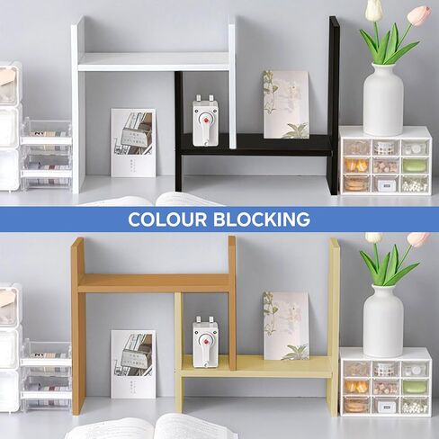 White Desk Organizer Shelf Wooden Desktop Reshelfles Desktop Sweatber Relves Small Book Cook for Office Desk Supplies Decord Natural Storage Decor (White ، Style1) in Saudi Arabia
