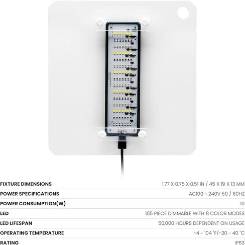 Ultum Nature Systems Refugium Light - Small Customizable Submersible Aquarium LED Lamp w/Inline Timer, Full Spectrum Grow for Chaeto Macro Algae Saltwater Reef Tanks - Magnetized in Kuwait