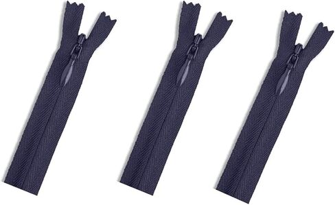 Invisible (Conceal) YKK Zippers - Perfect for Clothes, Crafts & Sewing Projects - Color: Deep Navy #058 Choose Your Length - Made in The United States (3 Zippers Per Pack) (9" Inches) in Saudi Arabia
