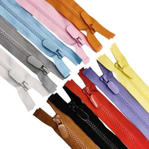 Wonesifee 10PCS #5 Plastic Separating Zippers Colorful Resin Open end Zippers for Jackets Clothes DIY Handbags Sewing Clothing Parka Down Coats Craft Purses Bags Mixed 10Colors (10colors, 16inches) in Kuwait