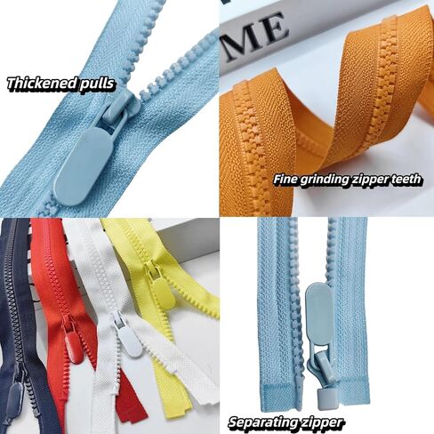 Wonesifee 10PCS #5 Plastic Separating Zippers Colorful Resin Open end Zippers for Jackets Clothes DIY Handbags Sewing Clothing Parka Down Coats Craft Purses Bags Mixed 10Colors (10colors, 16inches) in Kuwait