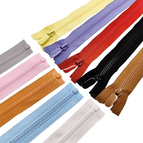 Wonesifee 10PCS #5 Plastic Separating Zippers Colorful Resin Open end Zippers for Jackets Clothes DIY Handbags Sewing Clothing Parka Down Coats Craft Purses Bags Mixed 10Colors (10colors, 16inches) in Kuwait