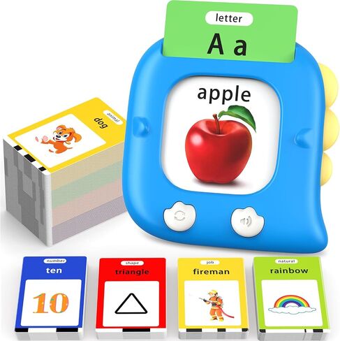 Kidzdo Dinosaur Talking Flash Cards with 254 Words, Birthday Gifts for Ages 1-6 Boys, Educational ABCs Learning Toys, Toddlers Pocket Speech Therapy Toys for 2 3 4 5 6 Year Old Kids, Blue in Saudi Arabia