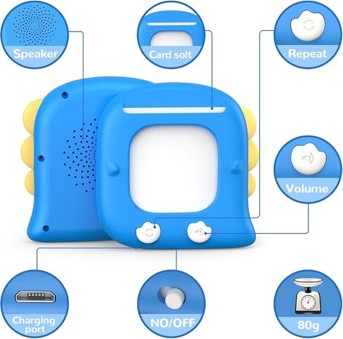 Kidzdo Dinosaur Talking Flash Cards with 254 Words, Birthday Gifts for Ages 1-6 Boys, Educational ABCs Learning Toys, Toddlers Pocket Speech Therapy Toys for 2 3 4 5 6 Year Old Kids, Blue in Saudi Arabia