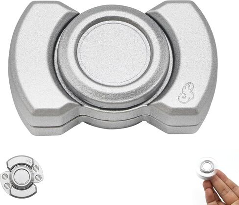 3-in-1 Magnetic Fidget Toy for Adults, Compact Stress Relief Spinner with Silent Clicker & Smooth Slider, Zinc Alloy Metal Pocket-Sized Stress Reduction Tool (Silver) ﻿ in Saudi Arabia