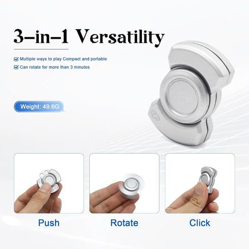 3-in-1 Magnetic Fidget Toy for Adults, Compact Stress Relief Spinner with Silent Clicker & Smooth Slider, Zinc Alloy Metal Pocket-Sized Stress Reduction Tool (Silver) ﻿ in Saudi Arabia