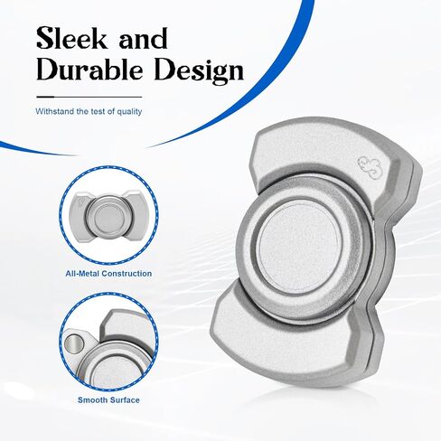 3-in-1 Magnetic Fidget Toy for Adults, Compact Stress Relief Spinner with Silent Clicker & Smooth Slider, Zinc Alloy Metal Pocket-Sized Stress Reduction Tool (Silver) ﻿ in Saudi Arabia