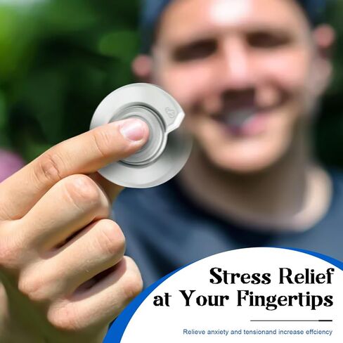 3-in-1 Magnetic Fidget Toy for Adults, Compact Stress Relief Spinner with Silent Clicker & Smooth Slider, Zinc Alloy Metal Pocket-Sized Stress Reduction Tool (Silver) ﻿ in Saudi Arabia