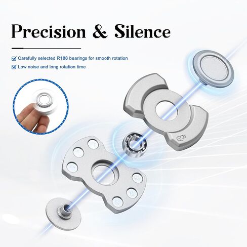 3-in-1 Magnetic Fidget Toy for Adults, Compact Stress Relief Spinner with Silent Clicker & Smooth Slider, Zinc Alloy Metal Pocket-Sized Stress Reduction Tool (Silver) ﻿ in Saudi Arabia