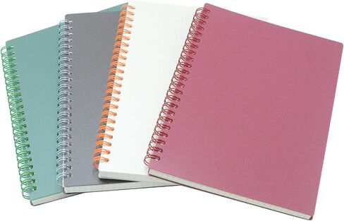 Yihuanyifa 4pcs ملاحظات حلزونية لوازم المدرسة اللوازم المدرسية 8.3 بوصة × 5.9 بوصة A5 السميكة من البلاستيك 8 ملم حكمت 80 ورقة -160 صفحة مبطنة مجلة على العمل ، والطلاب ، والكتابة ، والكتابة (A5 4pcs محكم)) in Saudi Arabia