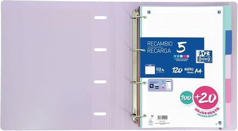 Oxford Strongline 4 Ring A4 Opaque Plastic Lever Arch File 5 Positions 4 Drill 5 Pastel Colours in Saudi Arabia