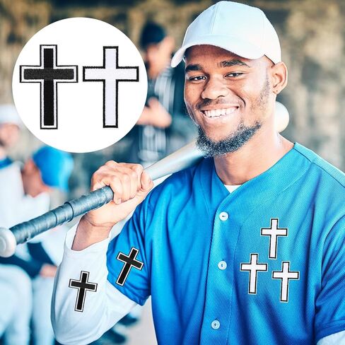 Janinka 12 PCS Christian Cross Embroidered Iron on Patches 3 Inch Cross Patches for DIY Jeans Hats Clothing Backpacks (بالأبيض والأسود) in Saudi Arabia