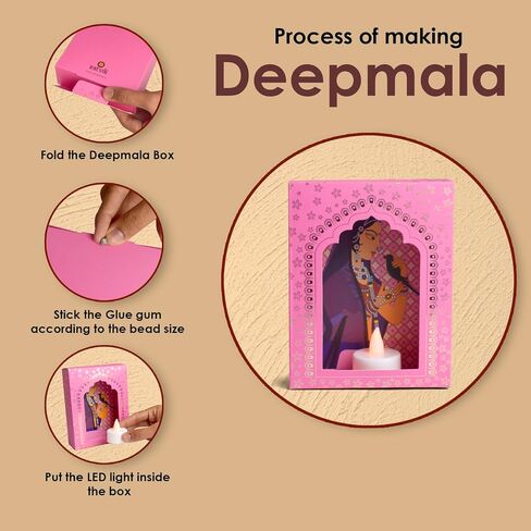 Satvik Deep Mala Diwali Decoration Set of 12 | Hanging Wall Decor for Festival, Home, Mandir | Traditional Jharokha Paper Candle Decor for Puja & Celebrations in Saudi Arabia
