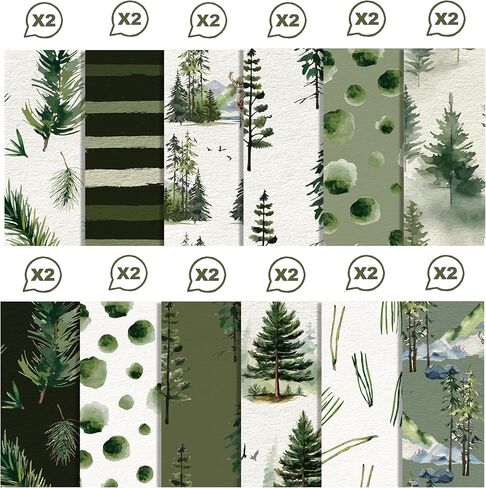 Forest Scrapbook Paper, 11.8in 24 Sheets (12 Double-Sided Designs) – Christmas Tree Craft Cardstock for DIY Photo Album Background, Journal Supplies,Card Making,Scrapbooking,Greeting Cards,Invitations in Saudi Arabia